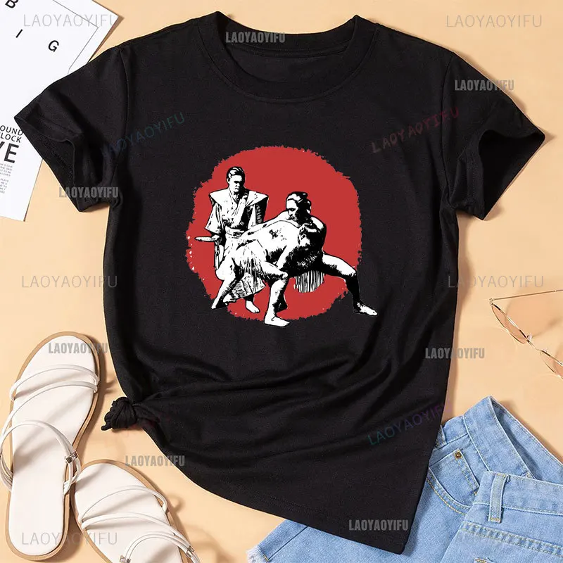 Hakuho Sumo Yokozuna Japanese Kanji Martialarts Blackandwhite Wrestler Print Cotton Tshirt Y2k T-shirt Streetwear Manga Clothing