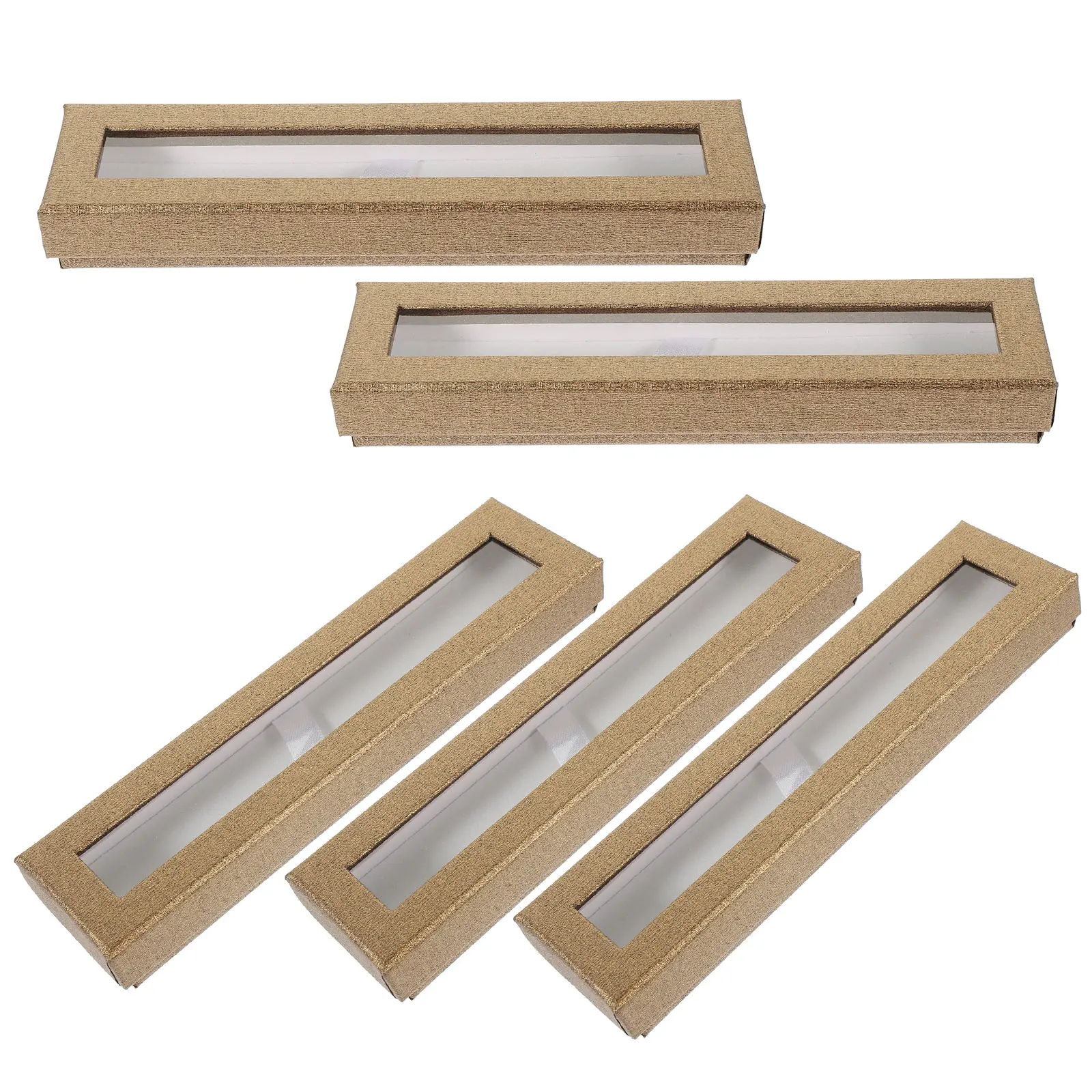 5 قطعة علبة أقلام حبر جاف مستديرة علب الهدايا الورقية نافذة واضحة منظم أقلام الرصاص تخزين محمول مناسبة لمكتب الطلاب