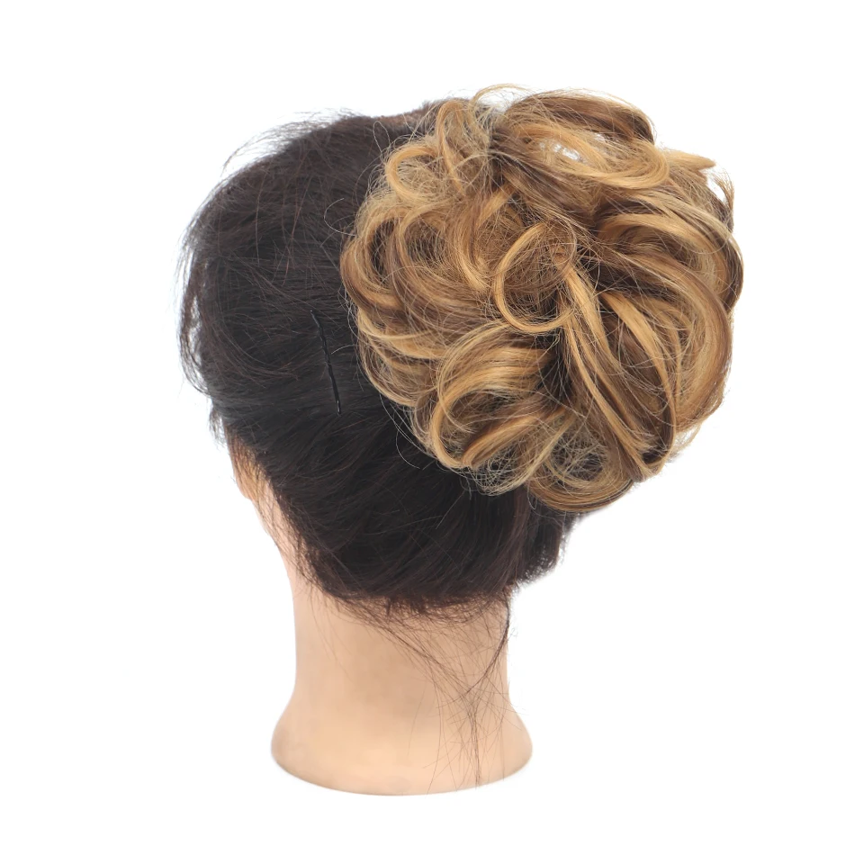 LUPU syntetyczny Chignon roztrzepany kok klips w kawałku włosów faliste kręcone włosy kok kucyk rozszerzenia Scrunchie treski dla kobiet — zdjęcie 2