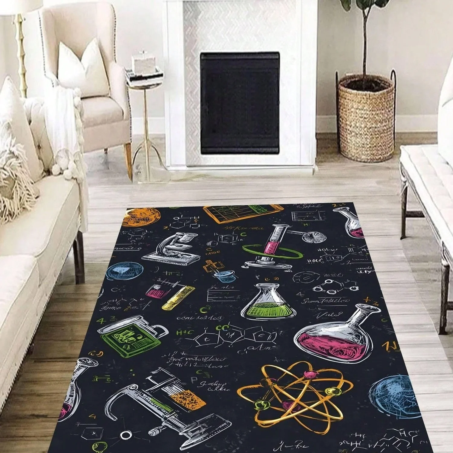 Home Art Textiles - Colorful Science Lab Rug, Chemical Formula