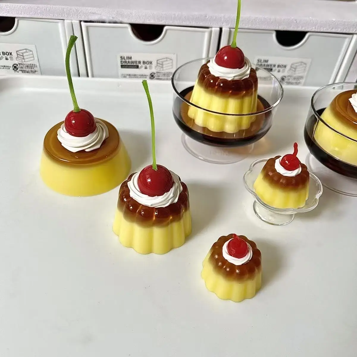 Retro Dessert Simulation Cream Pudding Ornaments Two-dimensional Beauty Photo Props Table Top with Tea Glue Cute Girl Cute Gift