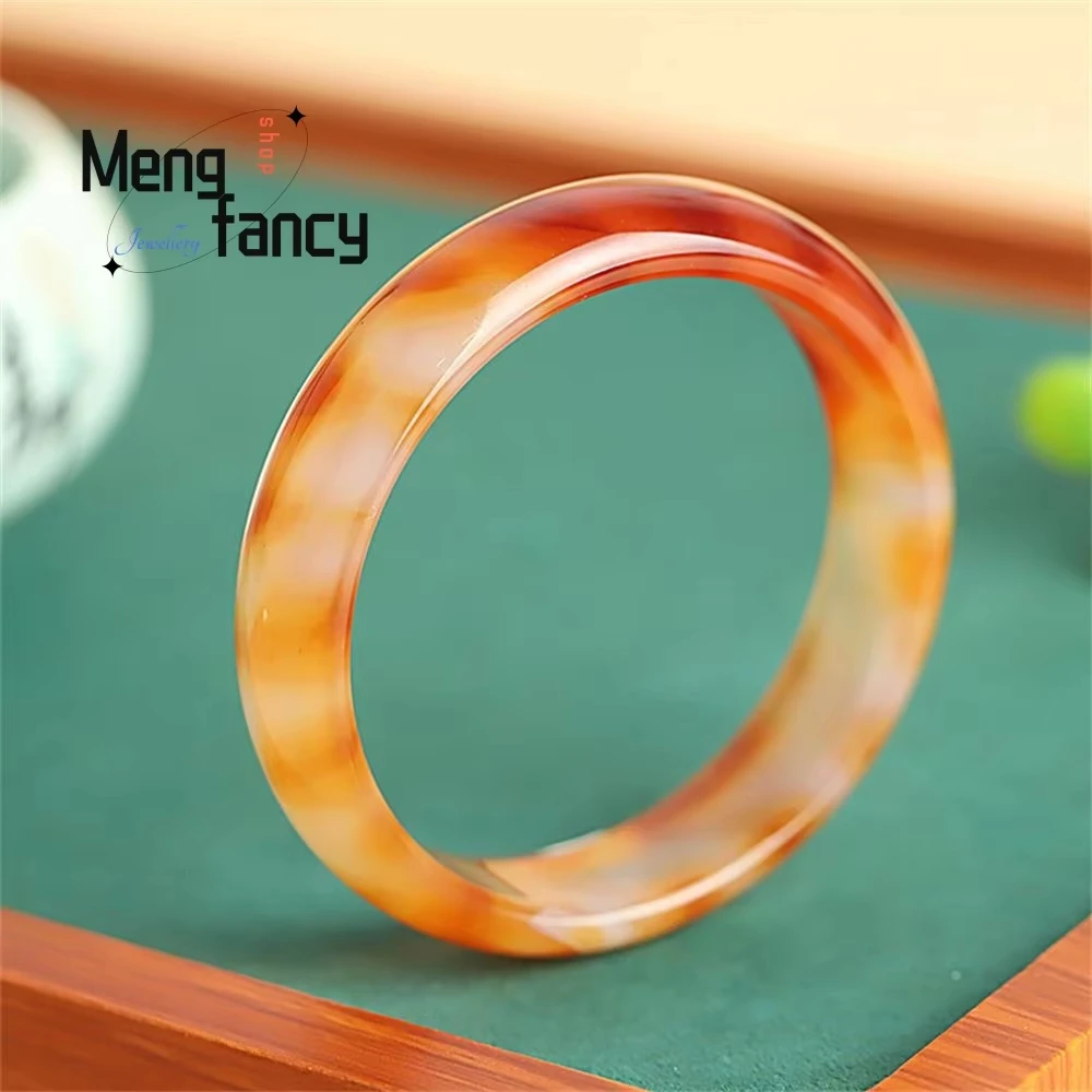 Natural Honey-colored Red Agate Brazilian Ice-quality Chalcedony Bracelet High-grade Fashion Jewelry Luxury Couple Holiday Gifts