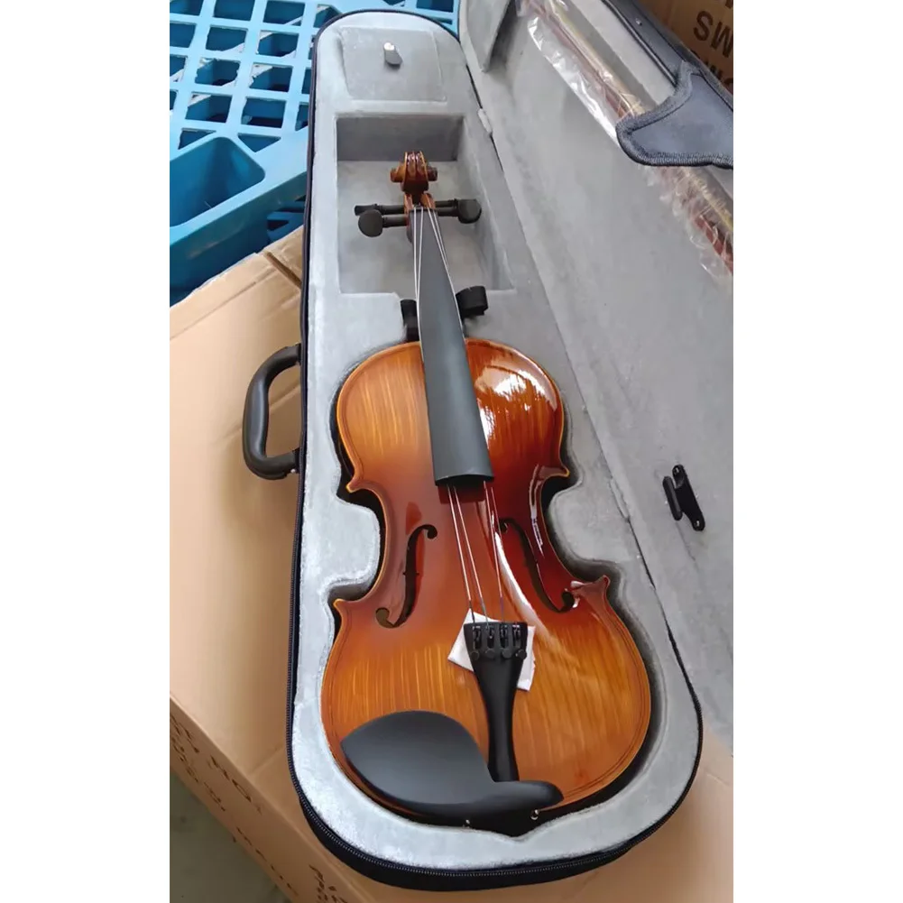 Professional 4/4 Solid Wood Violin With Case Bow Bridge And Strings Classic European Royalty Design Violin For Beginners