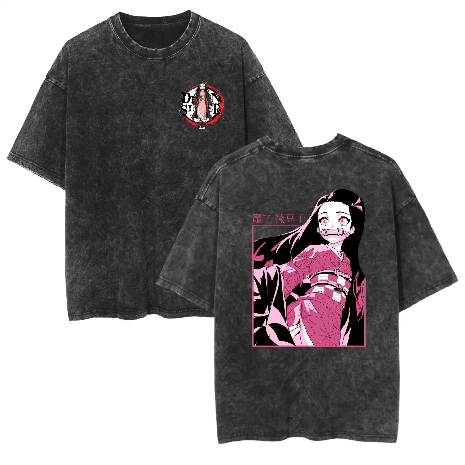 2026 New Product Original Ghost Slayer Blade Retro Wash Anime Short Sleeve T-shirt Original Su Feng Summer T-shirt Top