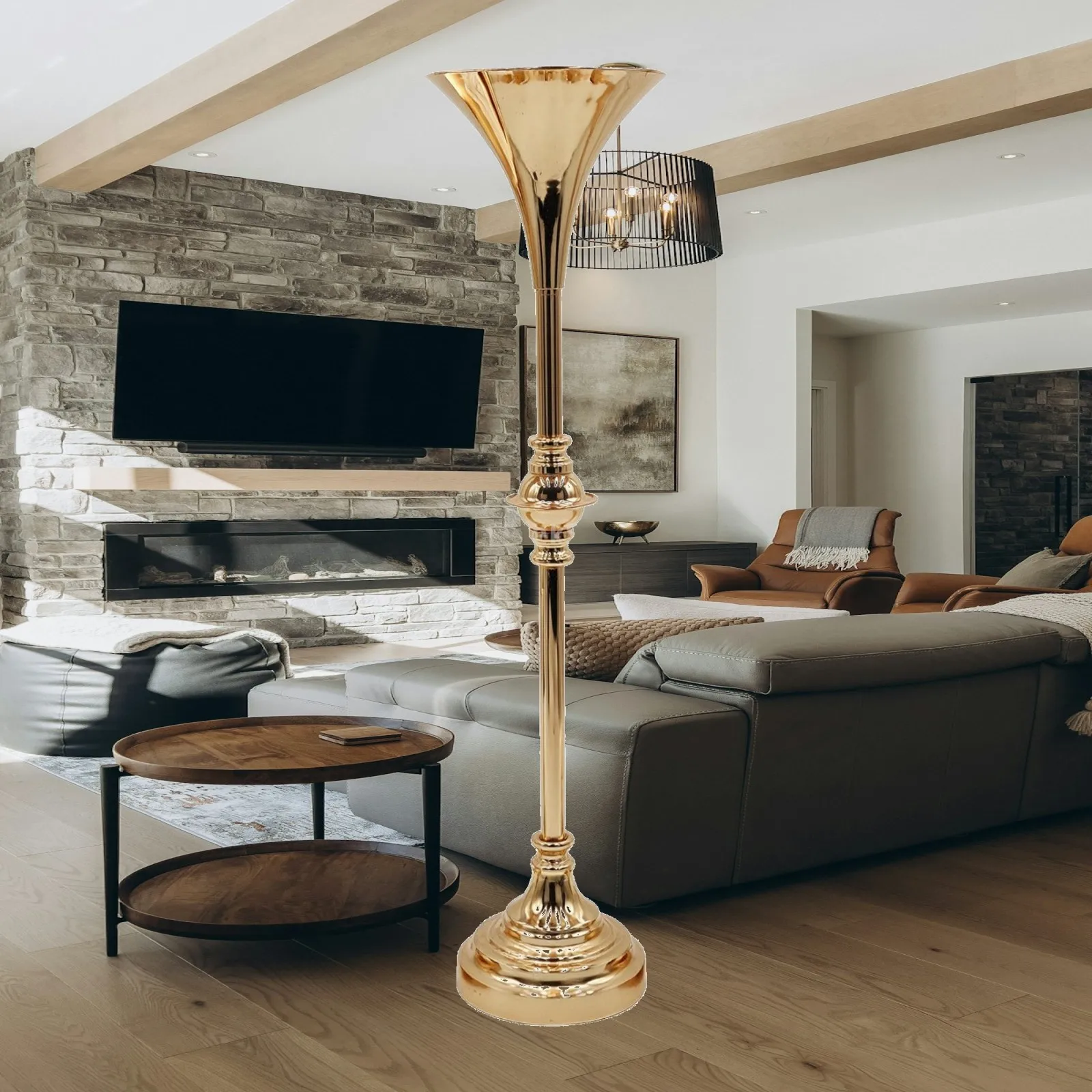 Flower Stand with Flared Bowl Freestanding Pedestal Flower Vase Floral Centerpiece Riser Electroplated Compote Vase Ornate