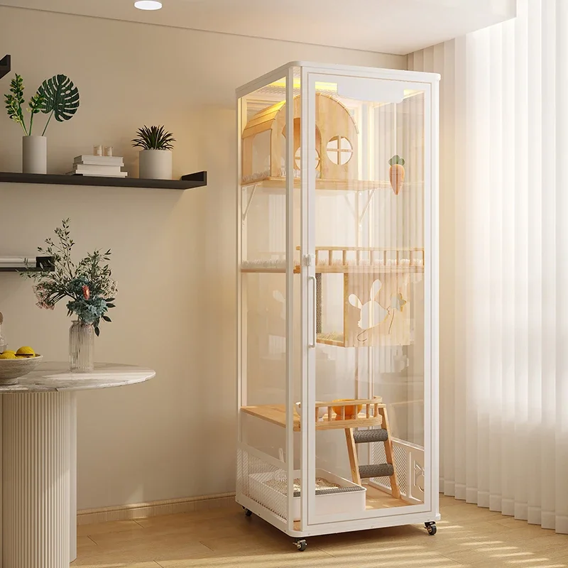 Glass panoramic large space super luxury cat villa, household cat cage house, cat house breathable