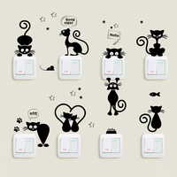Cute Cats Switch Stickers For Kids Room Bedroom Home Decoration Diy Cartoon Pet Animal Mural Art Pvc Wall Decal Kitten Poster