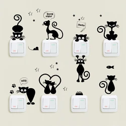 Cute Cats Switch Stickers For Kids Room Bedroom Home Decoration Diy Cartoon Pet Animal Mural Art Pvc Wall Decal Kitten Poster