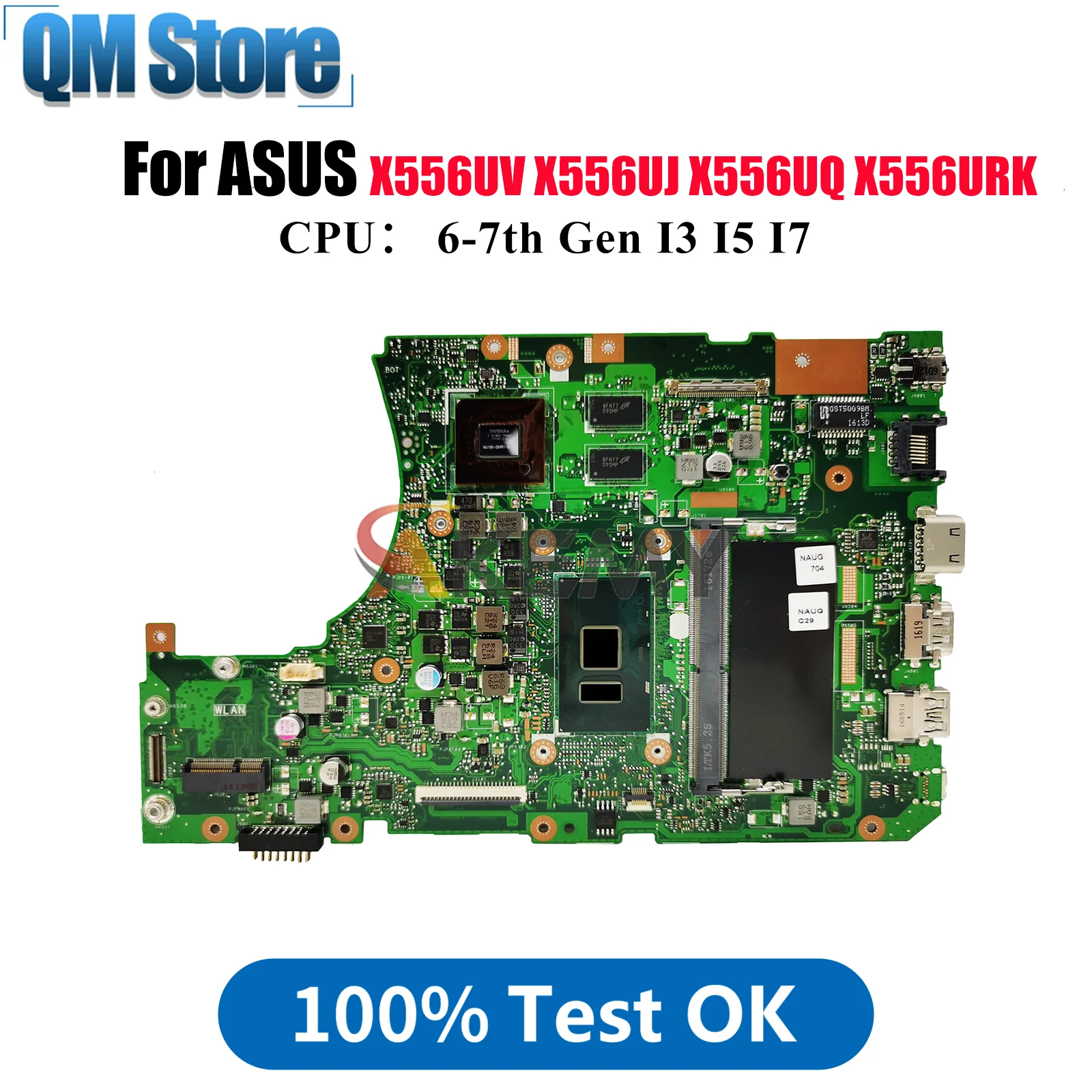 

X556UV Laptop Motherboard For ASUS X556UQ FL5900U X556U X556UQK R558U X556UJ X556URK X556UF VM591U Mainboard With I3 I5 I7 CPU