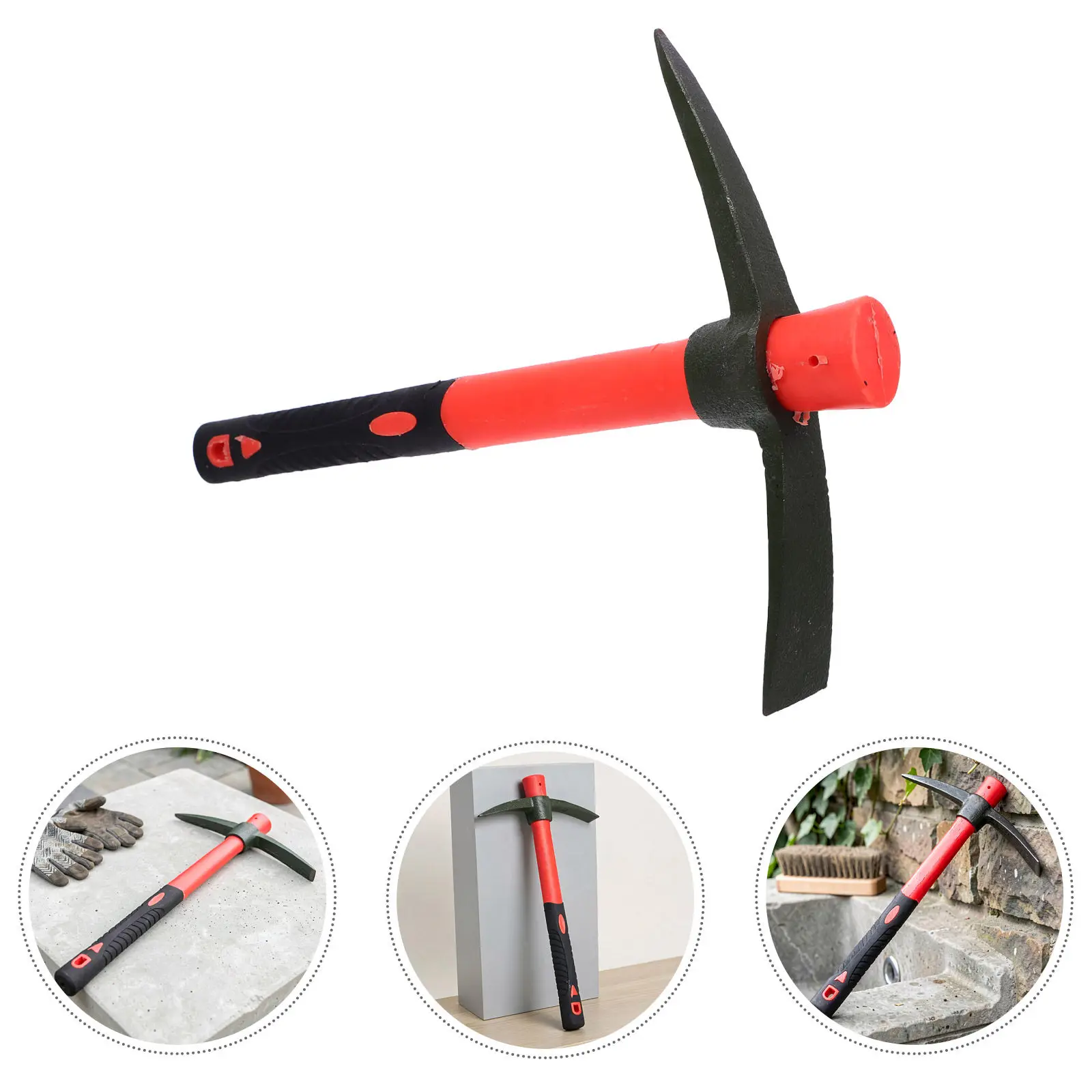15 Inch Forged Heavy Duty Garden Mattock Hoe Pick Hand Tool Rubber Grip Efficient Weeding Soil Loosening Tool Garden Weeding Hoe