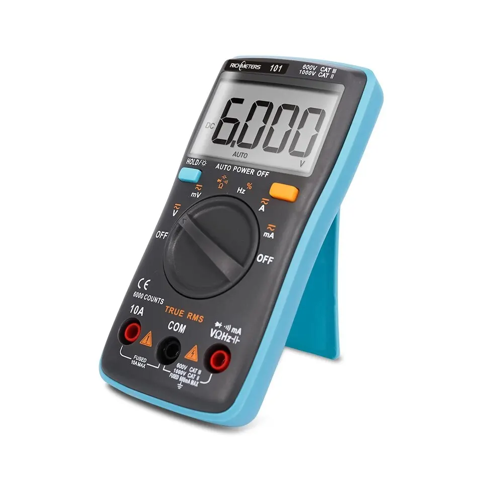 RM102 Digital Multimeter 6000 Counts Auto Ranging True RMS Data Hold Low Battery Alert Backlight Auto Power off