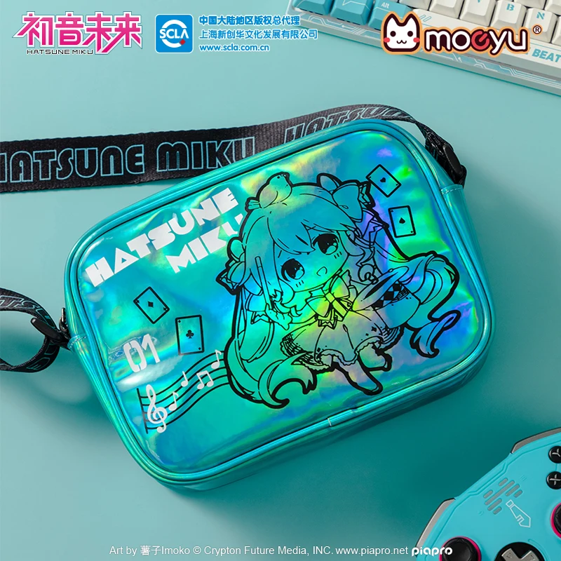 

Moeyu Vocaloid Miku Crossbody Bag Messenger Men Women Purse Shoulder Chest bag Hatsune Cosplay Laser Handbag Wallet Anime Bags