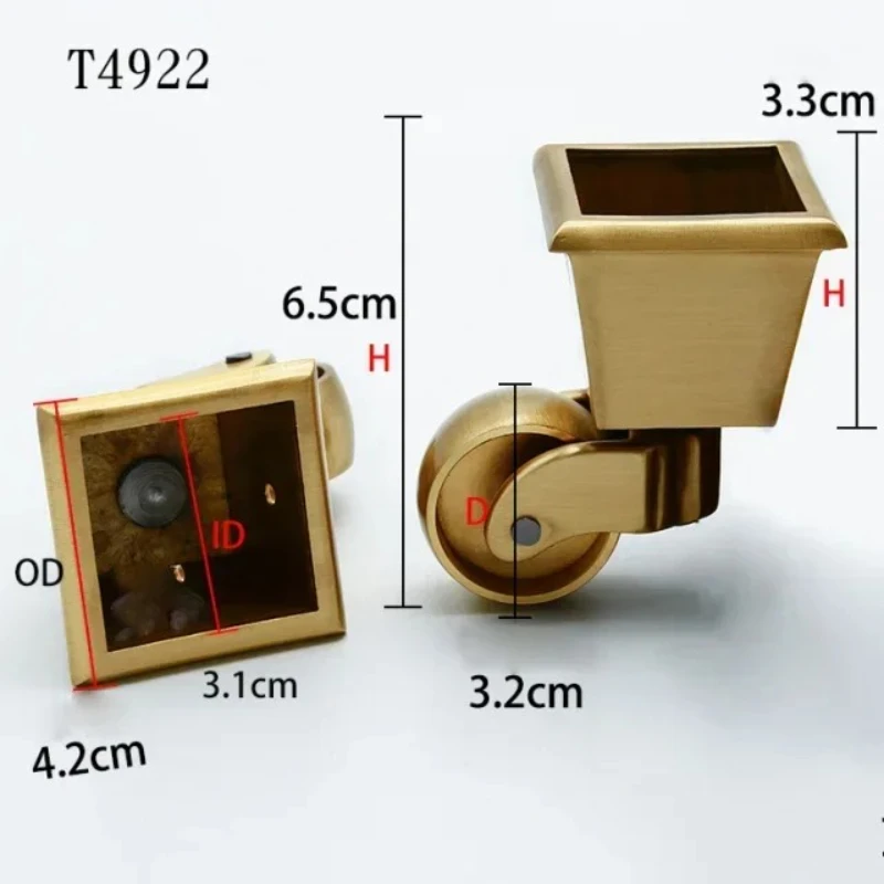 2Pcs Multi-size Brass Universal Wheels Silent Reinforce Furniture Legs Caster Wheels For Sofa Chair Cabinet Workbench