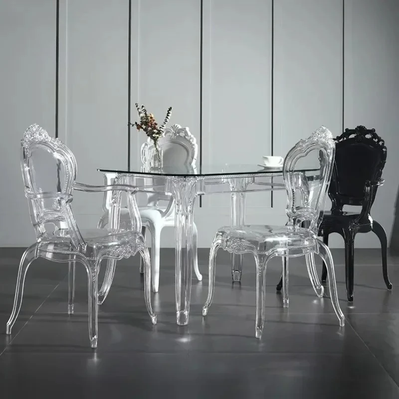 

Creative Transparent Simple Dining Chairs Kitchen Furniture Household Acrylic Crystal Dining Chair Designer Palace Style Stool