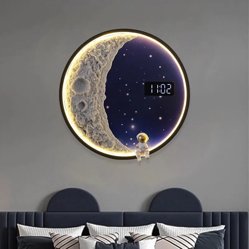 2025 Wall Art Luxury Bedroom UV Moon Painting Modern Luxury Landscape Crystal Porcelain Painting Led Light Decorative Painting