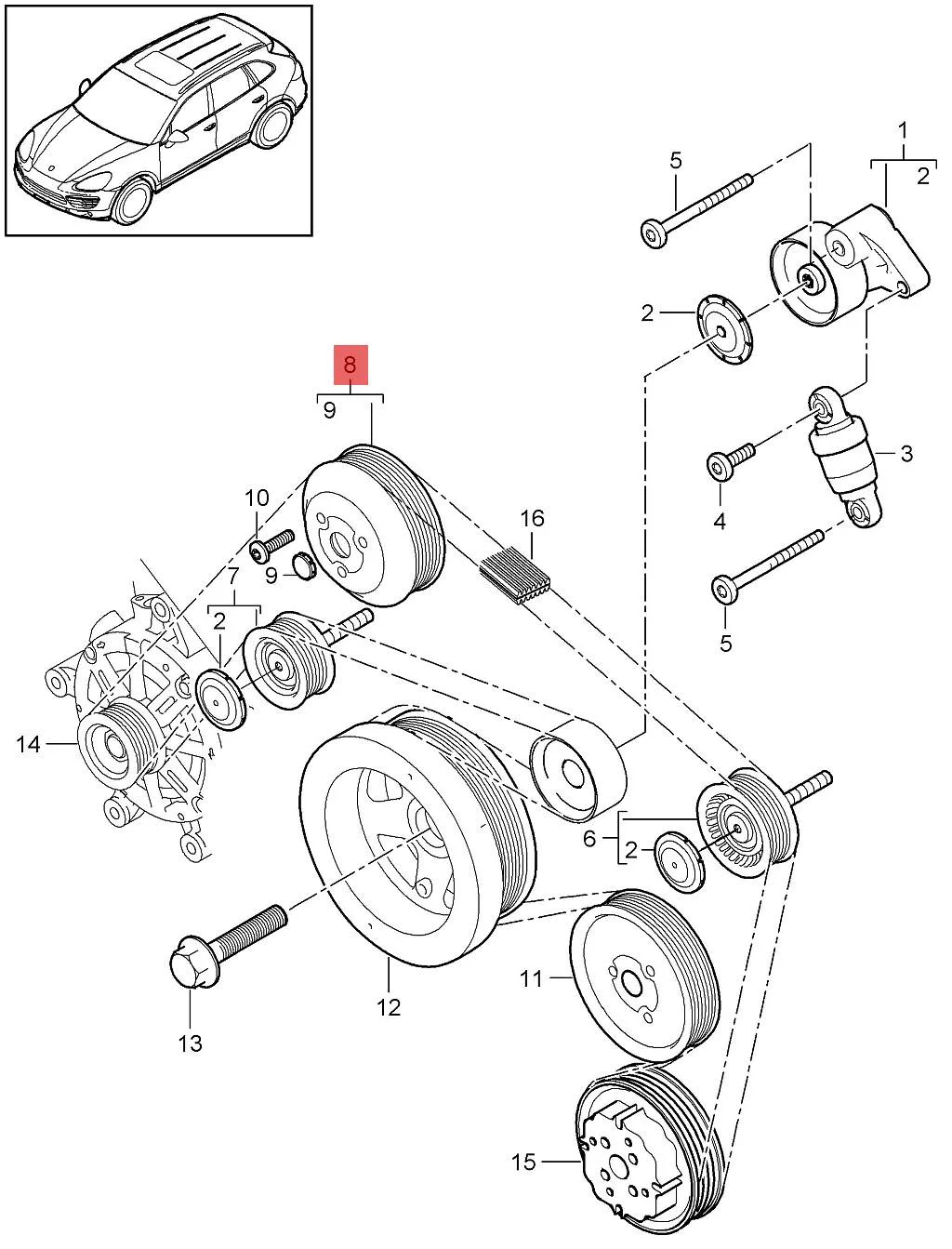 94810609101 94810609100 Water pump pulley for Porsche Cayenne S 4.8L Cayenne Turbo 4.8T Panamera Turbo 4.8T