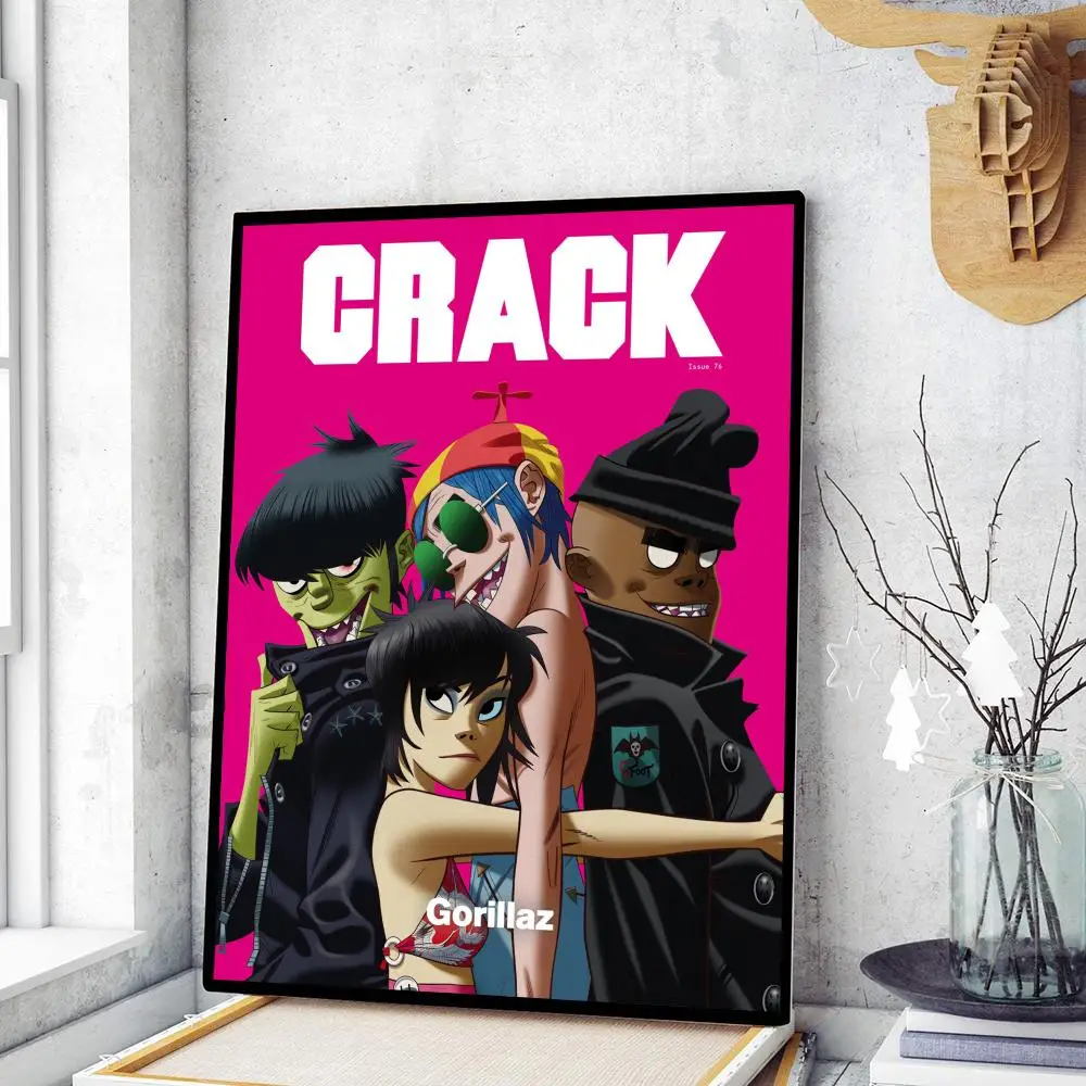 Retro Music Gorillaz Poster Vintage Posters Sticky Retro Kraft Paper Sticker DIY Room Bar Cafe Kawaii Room Decor