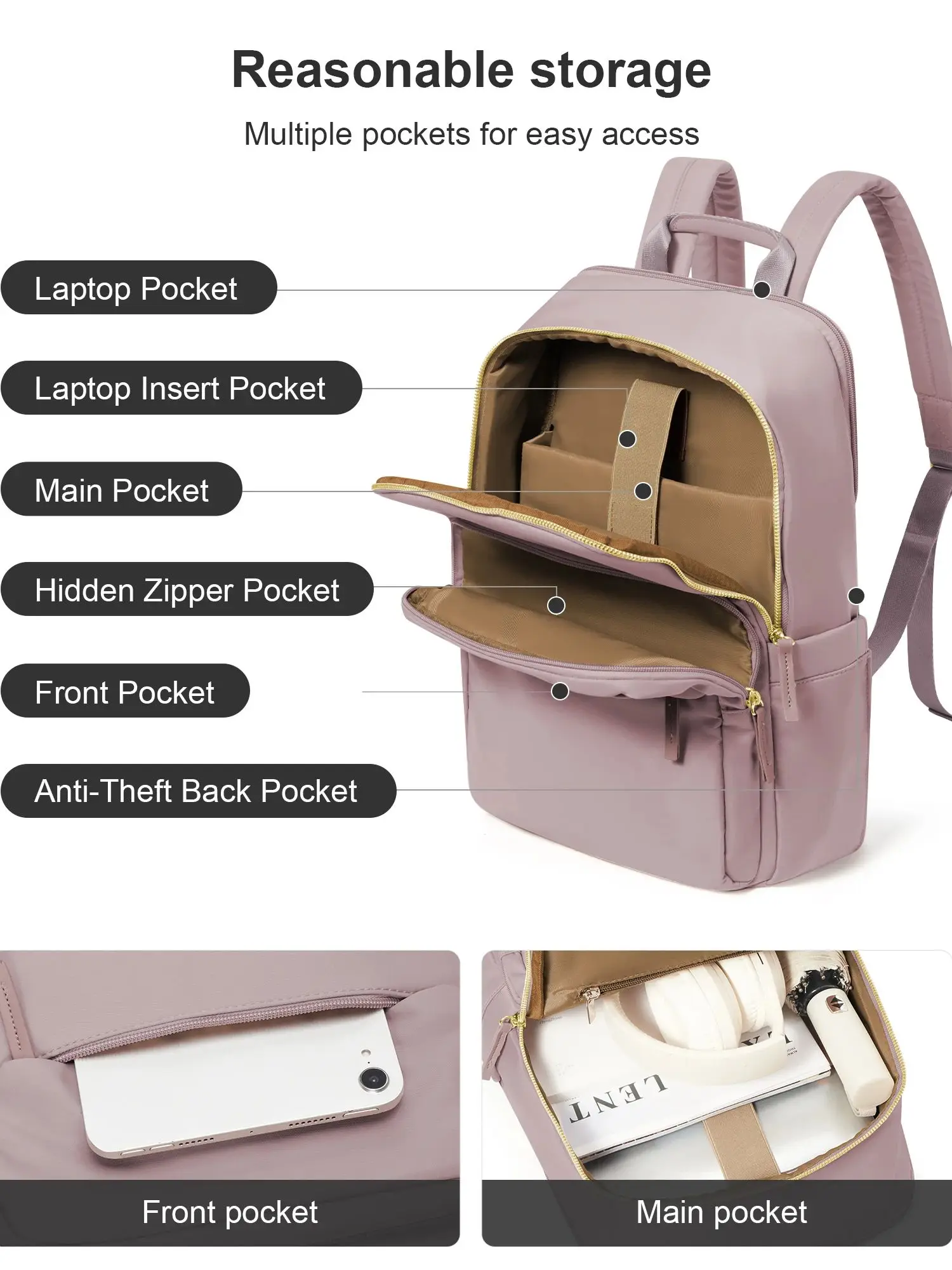 Travel Backpack for Women Business Work Teacher Backpack Laptop Shoulder Bag College Student Girl School Backpack Storage Bag