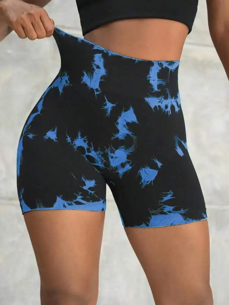 Calções de Yoga Seamless Tie Dye para Mulheres, Push Up, Cintura Alta, Fitness, Treino, Corrida, Ciclismo, Esportes, Ginásio, Verão, Novo