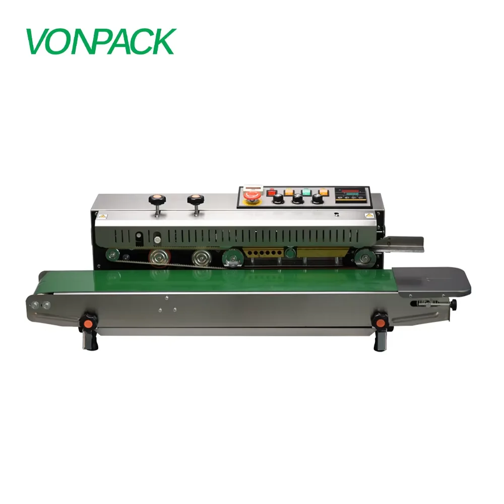 

VONPAVK FR-1000X Plastic Bags Craft Paper Band Heat Sealer Continuous Factory Band With Automatic Counter for Food Kitchen Print
