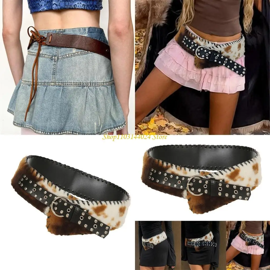 N5ke Rivet Corsé con tachuelas para mujeres Cinturón cintura Pu Cincher PU Cincher para pantalones Jeans Westernos Westrap