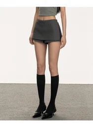 Women RA  High Waist Side Zips The Two-way Mini Skirt Shorts