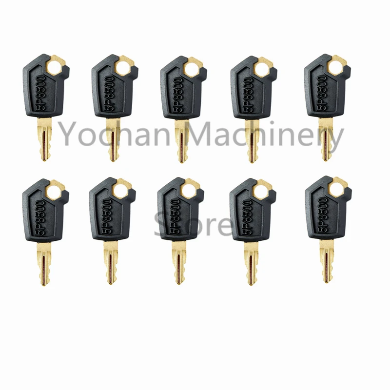 10 PCS 5P8500 Iron Key For Caterpillar CAT Heavy Equipment Ignition Loader Excavator Dozer Iron & Plastic Black 