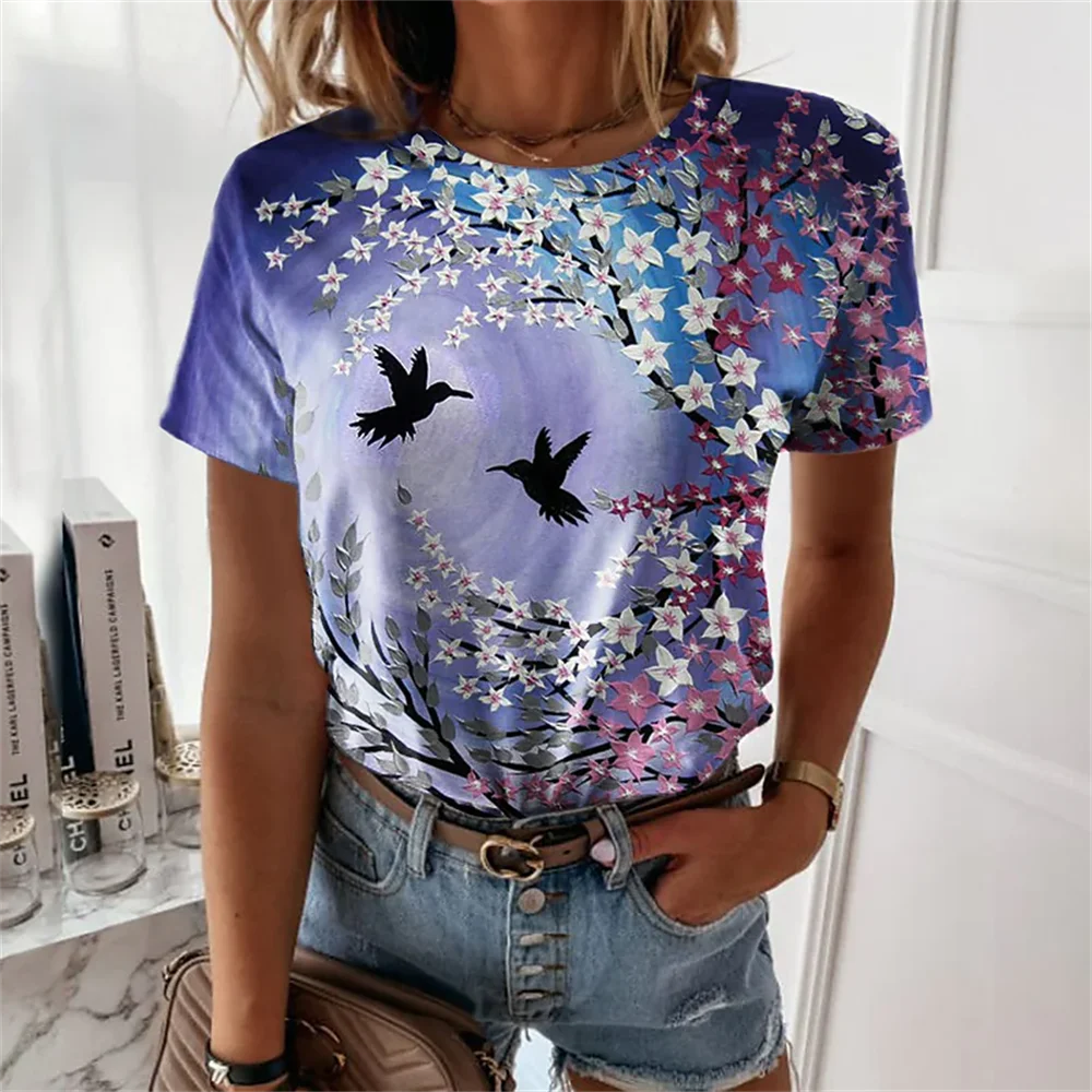 Summer Butterfly T-Shirts 3D Print Women's Round-Neck Short Sleeve T Shirt Harajuku Tees Y2k Tops Female Girl's Street Clothing