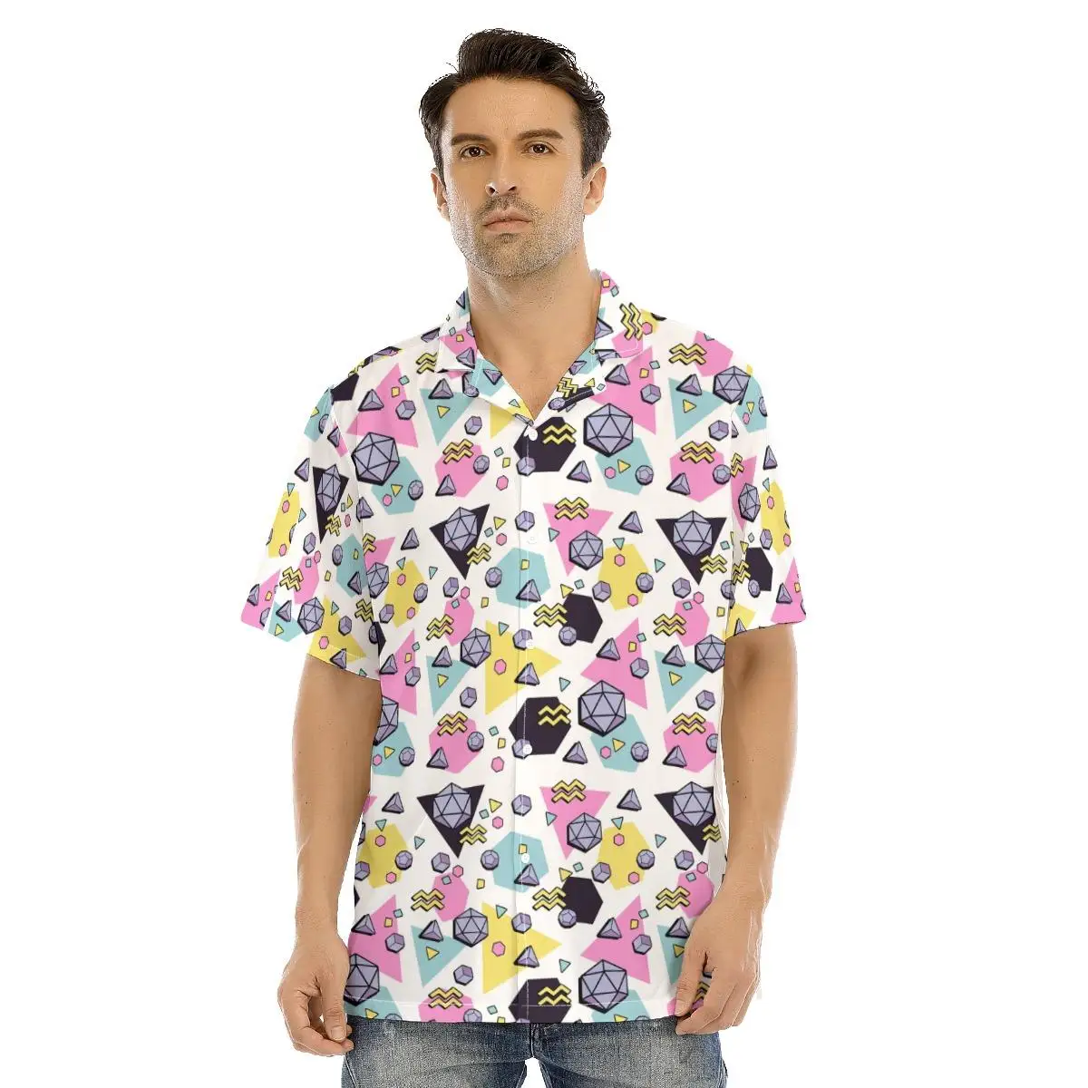 Men\'s Hawaiian Pink Shirt Kawaii Pigs Funny Beach Short Sleeve Summer Casual Button Up Patchwork Tops 3D Shirts