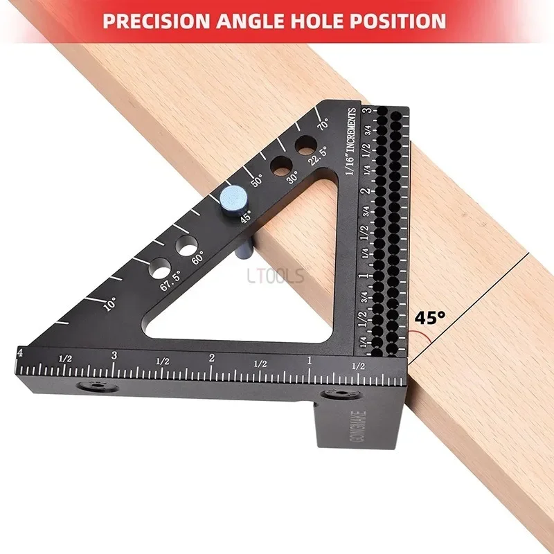 3D Multi Angle Measuring Ruler Miter Triangle Ruler Measuring Protractor Carpentry Drawing Line Ruler Positioning Scribing Tools