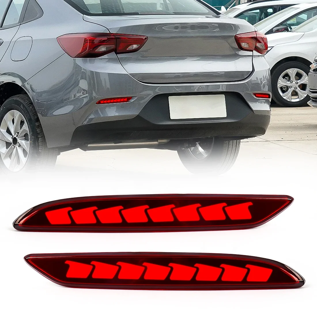 

For Chevrolet Cavalier 2020 2021 2022 LED Rear Bumper Reflector Lights Brake Warning Dynamic Turn Signal Lamp Car Accessories
