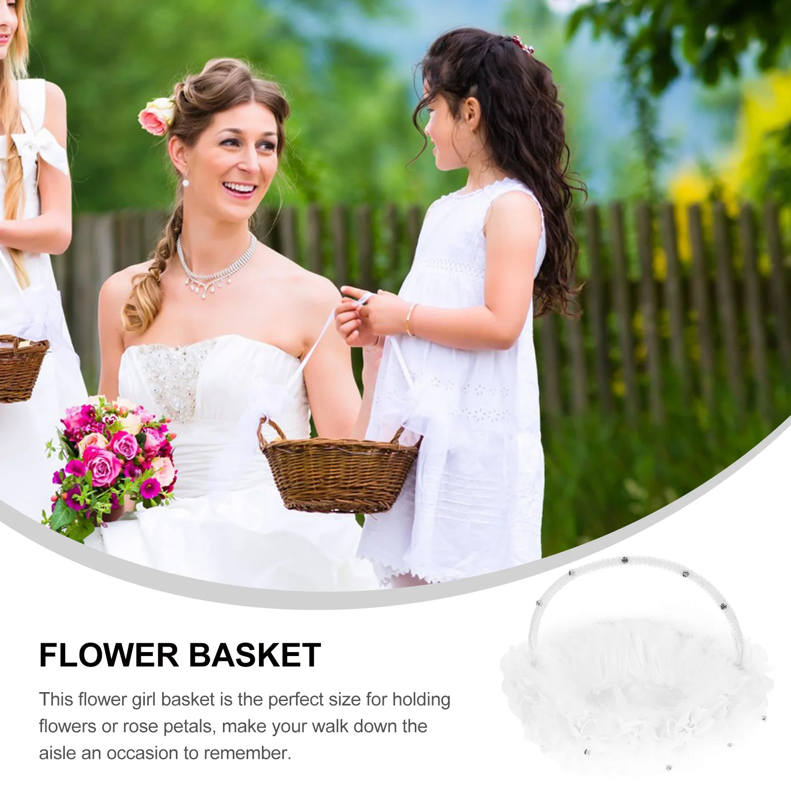 

1Pcs Wedding Flower Basket Delicate Lace Design for Bridal Aisle Walk Floral Petals Holder Party Supplies White