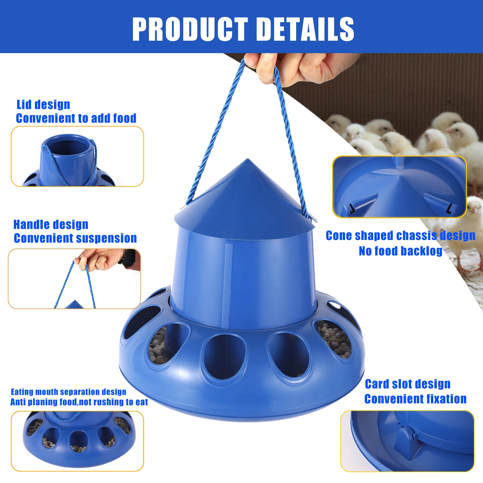 Pigeon Feeder Chicken Automatic Feeder Bird Feeding Bucket Bowl Food Dispenser 11 Holes for Chicken Pigeon Quail Hen Budgie 1Pc