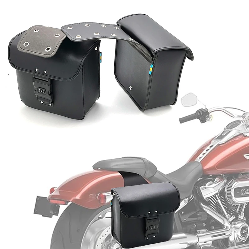 

Motorcycle Saddlebags Secure Lock & Quick-Release Buckles Side Bag Luggage Tool Pouch Universal For Sportster Softail Rebel Dyna