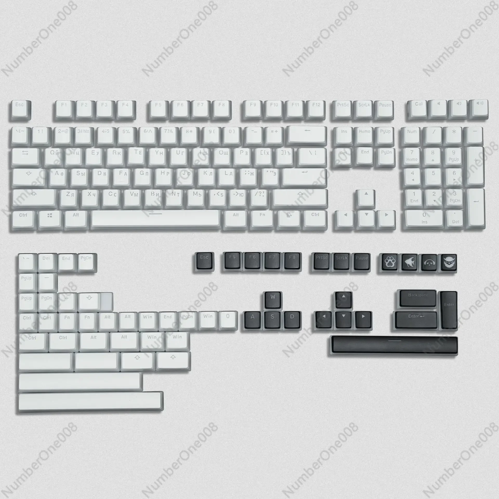 غطاء مفتاح روسي بريطاني، غطاء مفتاح روسي، لوحة مفاتيح حقن ثانوي، غطاء مفتاح PBT، ارتفاع O Em