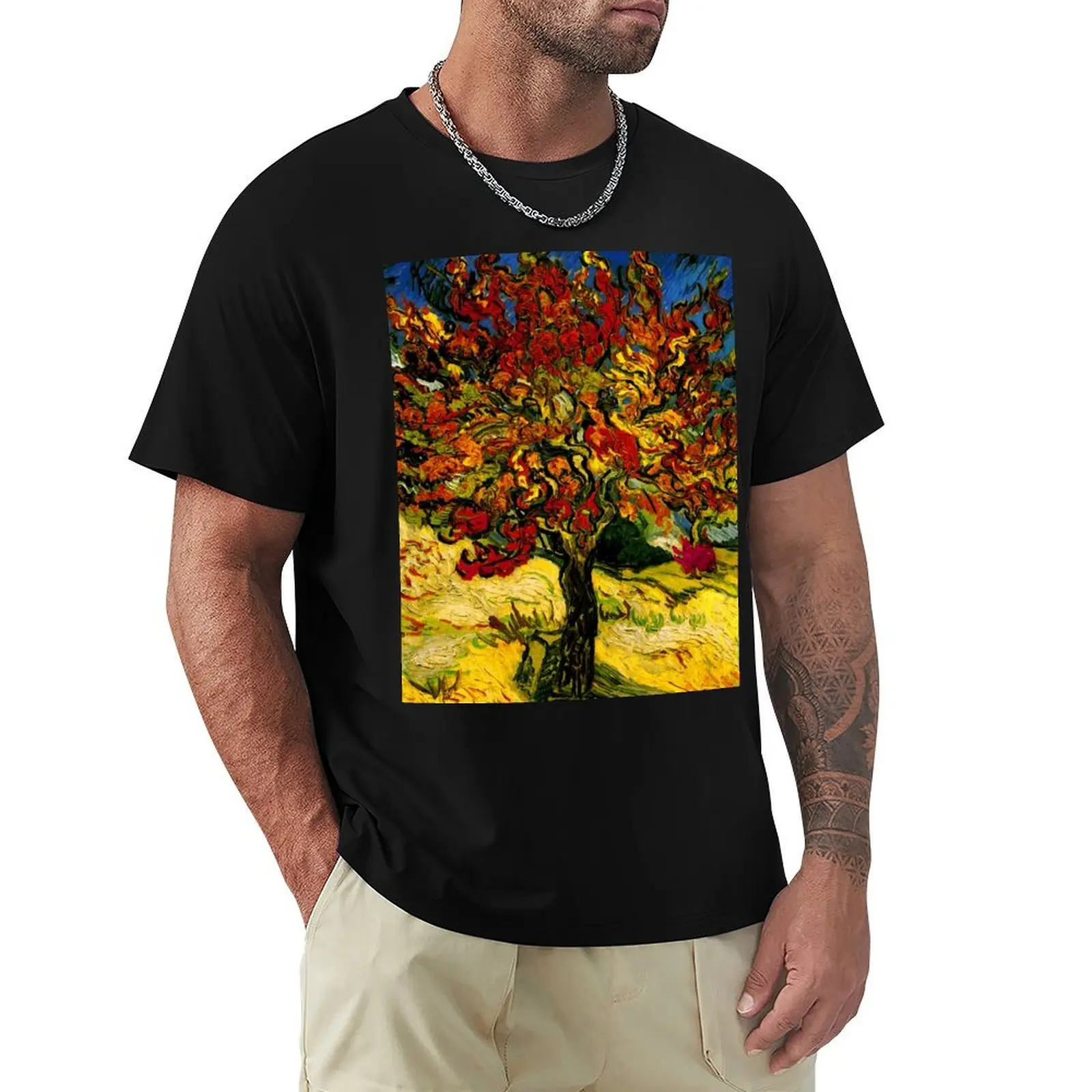 

Van Gogh Mulberry Tree Print T-Shirt Soft Touch Basic Cotton T-Shirt