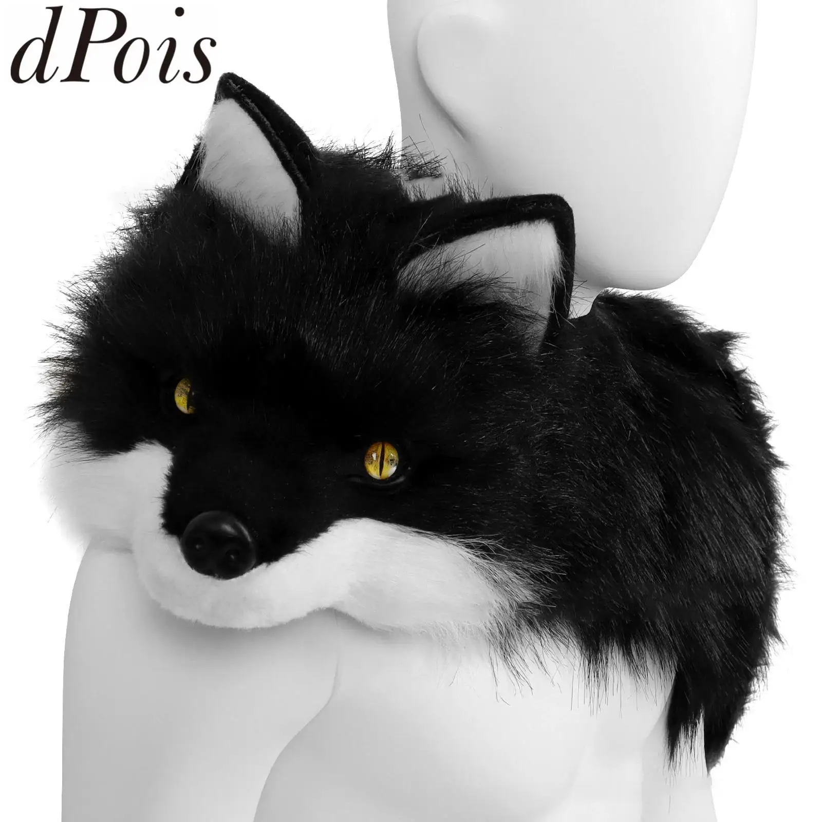 

Animal Fox Masks Scarf Therian Style Shawl Faux Fur Full Head for Adults Medieval Halloween Carnival Cosplay Costume Accessories