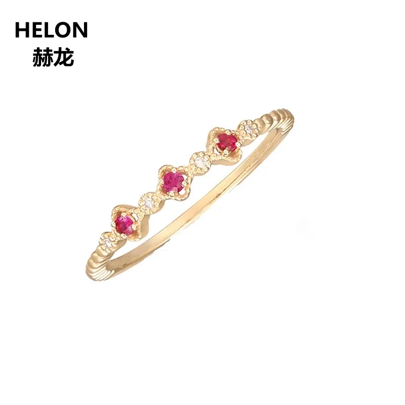 

Solid 14k Rose Gold Natural Ruby Diamonds Engagement Wedding Ring Anniversary Band Trendy Fine Jewelry