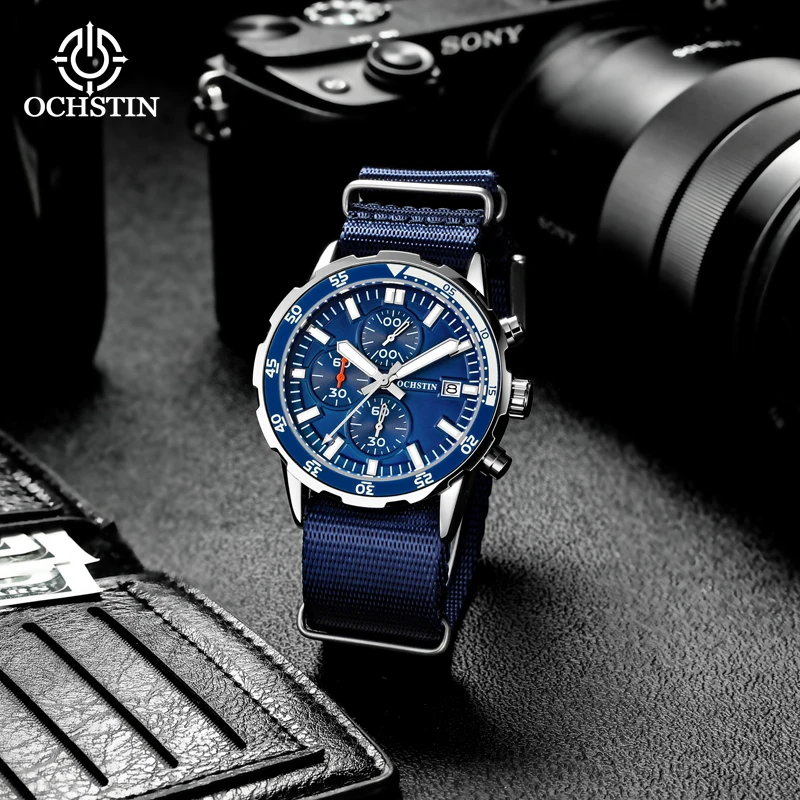 

Ochstin 2024 New Creative Nylon Series Personalized Trendy Style Multi functional Quartz Movement Men's Watch Quartz Watch