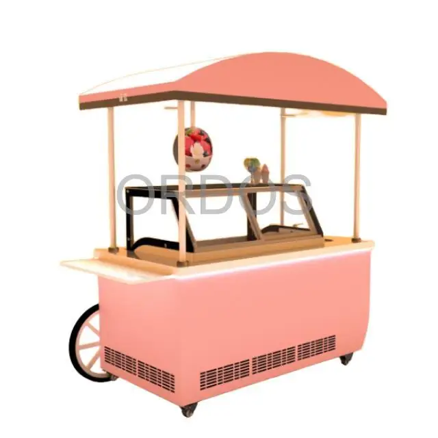 

Reeze Ice Cream Cart snack food cart mobile trolley hand push shopping vending cart