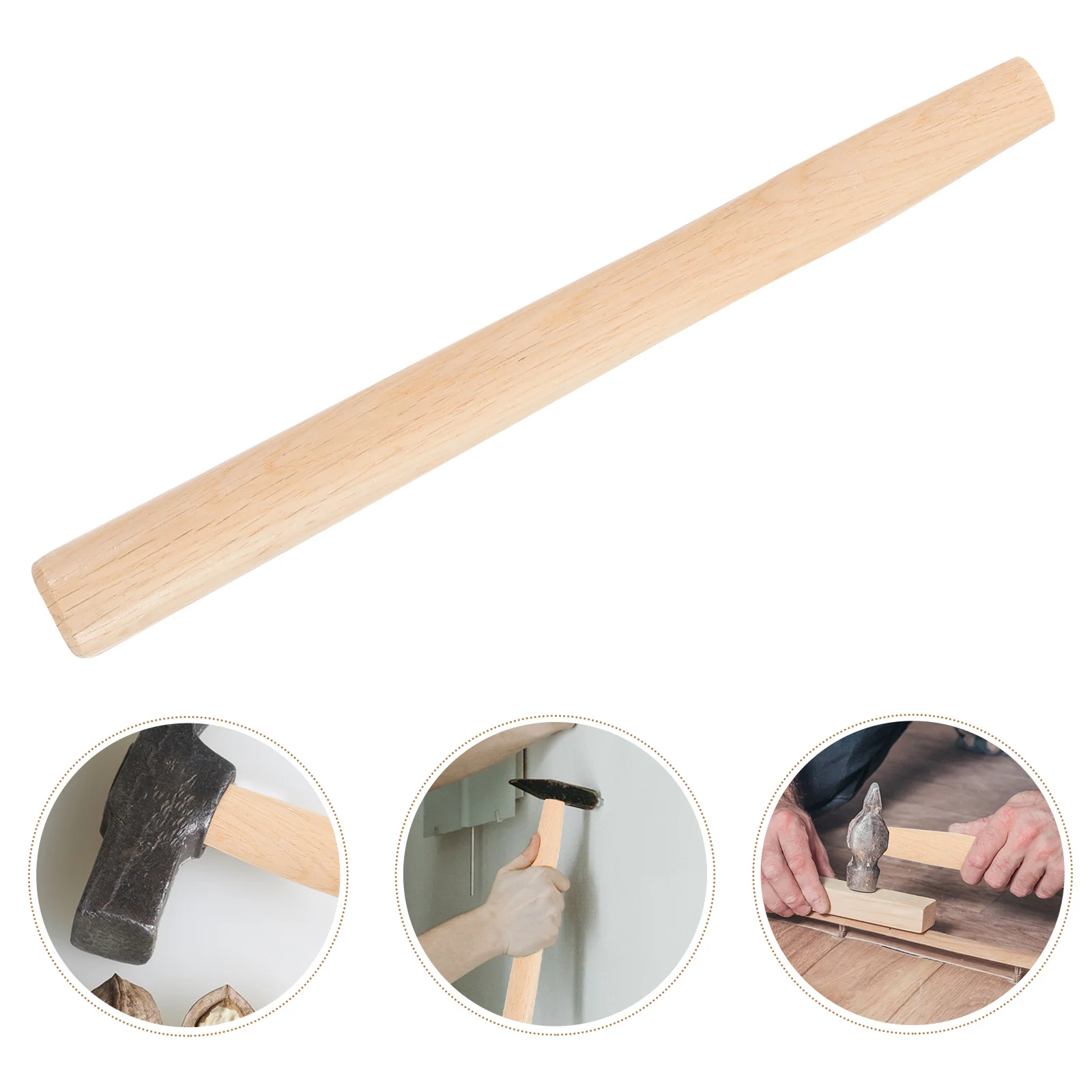 

Wooden Hammer Handle Round Head Replacement Part for Repair Camp Axe Woodworking Metal Tasks Beige Long Lasting Ergonomic Grip