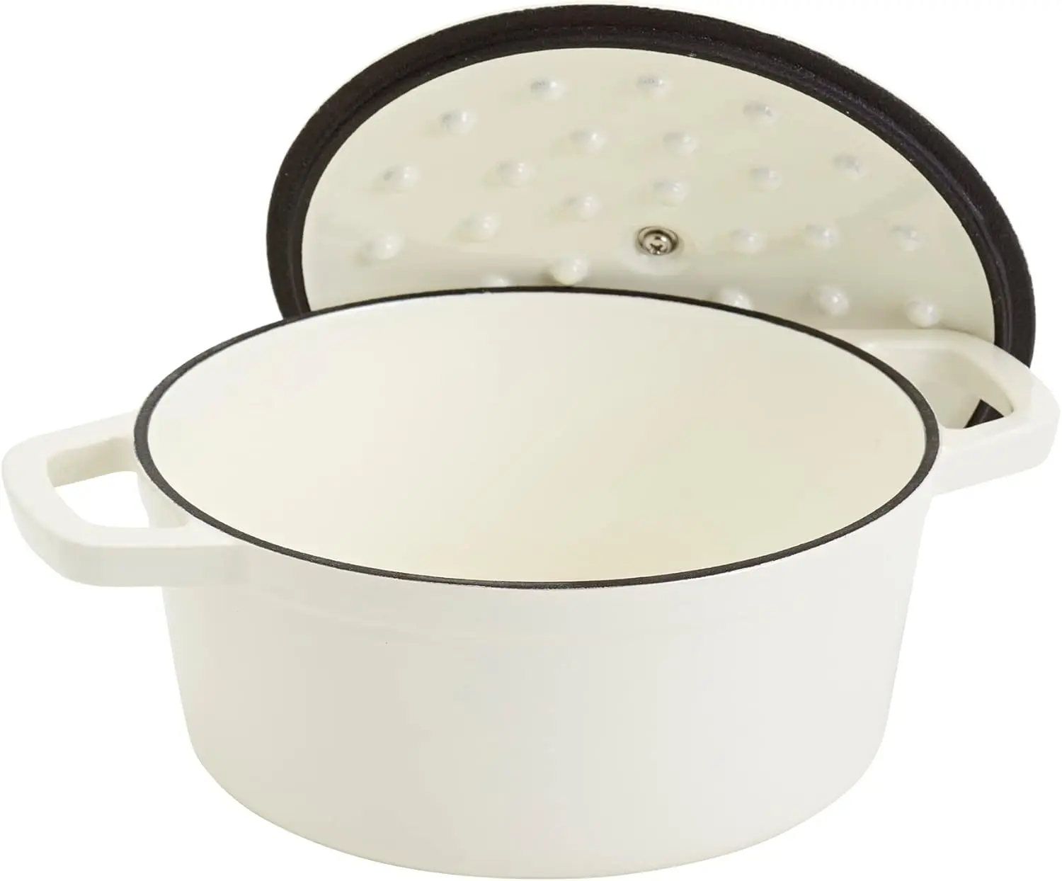 3-квартная эмалированная чугунная голландская духовка с крышкой, цвет слоновой кости