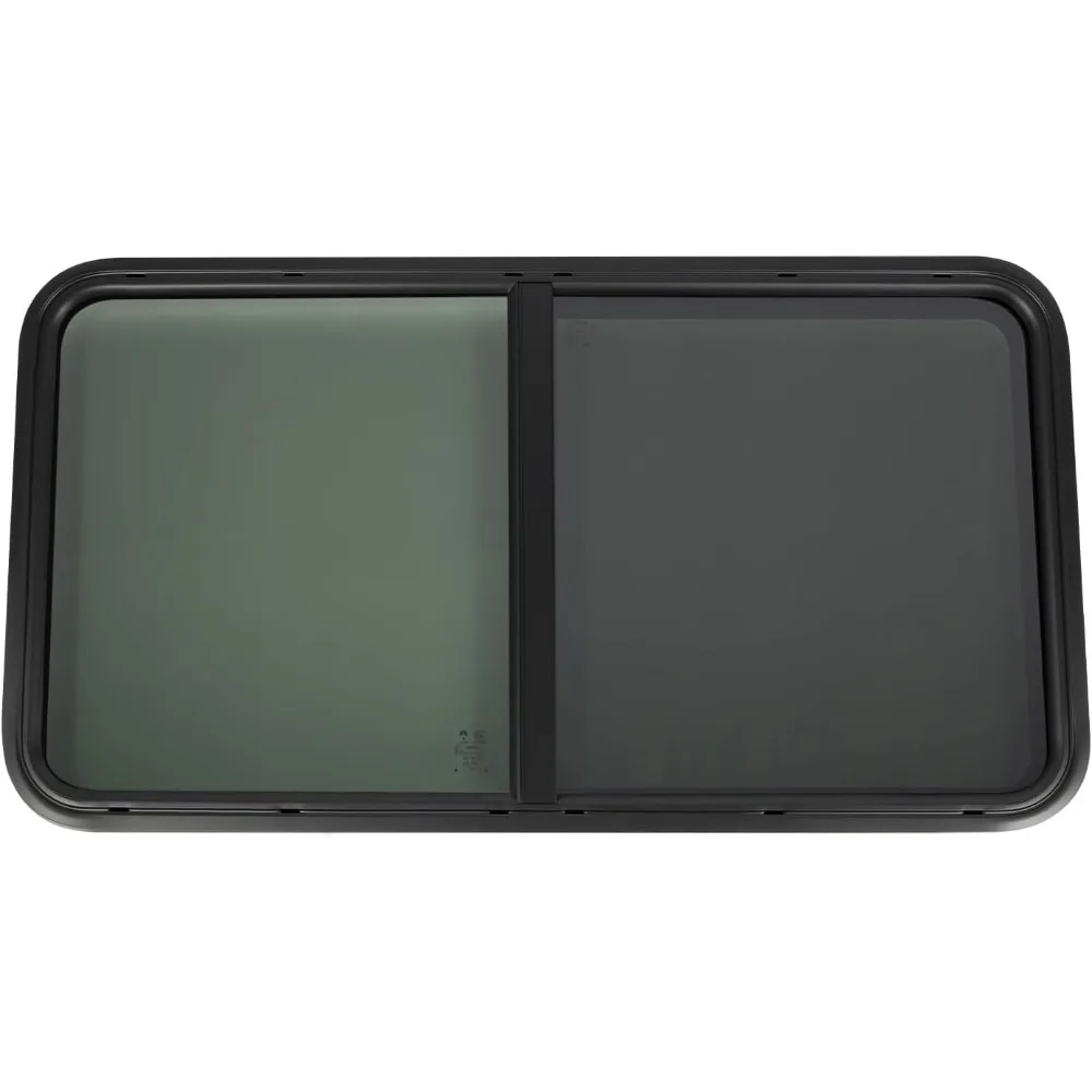 زجاج بديل نافذة RV منزلق أفقي، 42 عريض × 22 مرتفع، أسود مقسى، إطار من سبائك الألومنيوم، زخرفة سوداء على كلا الجانبين #1