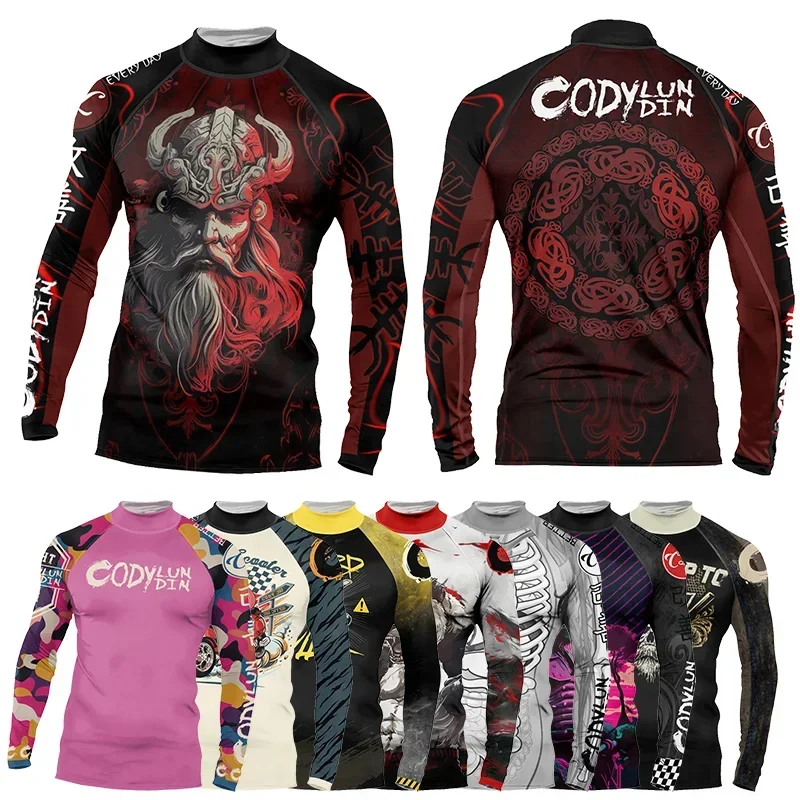 

Men's Compression Gym Shirt Long Sleeve Fitness Workout Boxing MMA Bjj Sweatshirt Quick Dry Fit Running Training Sport T Shirt