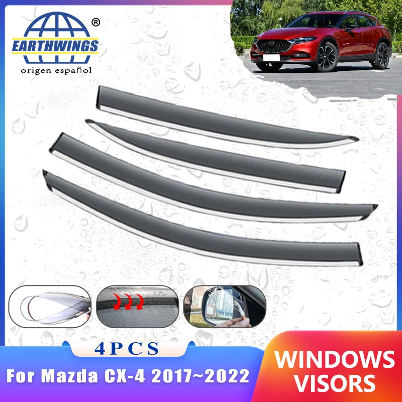 

4x Wind Deflectors for Mazda CX-4 CX4 CX 4 2020 2017~2022 Accessories Car Window Rain Eyebrow Guards Auto Sun Visors Awning Trim