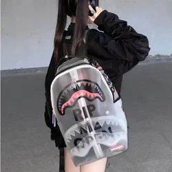 Sports Shoulder Bag SG Spoof Shark Students Transparent Large Capacity Tide Backpack Leisure Travel Schoolbag Clear Bags