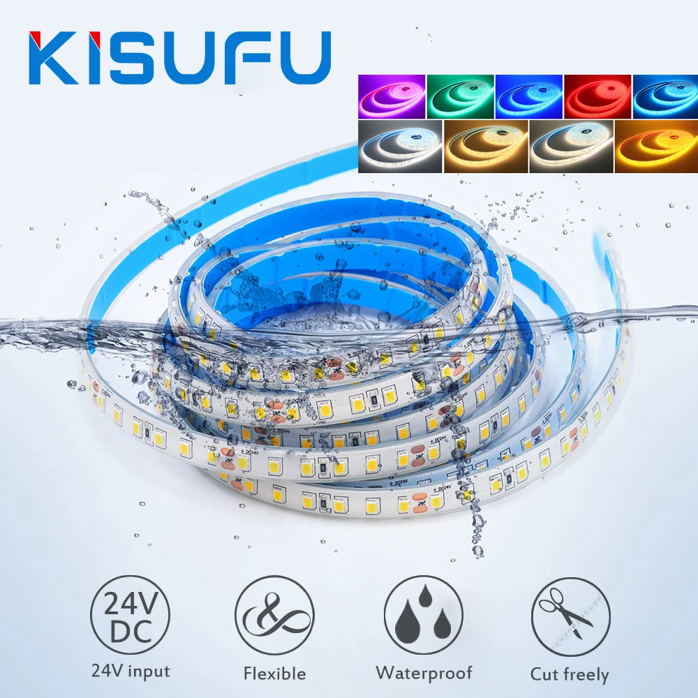 IP68 Waterproof LED Strip Light 24V 2835 120LEDs/M Blue Warm White Pink Flexible Diode Tape Swim Pool Home Garden· Decor 1M-20M