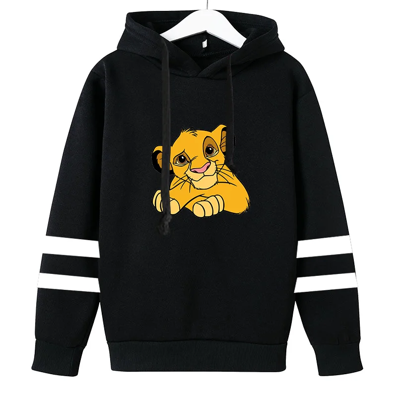 Disney The Lion King Simba Boys Girls Fashion Streetwear Tops Hoodies Men Women Harajuku Loose Hooded Pullover Sweatshirt