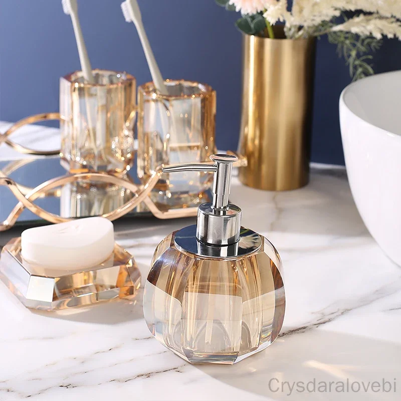 

Home Hotel Wash Tools Toothbrush Holder Bathroom Accessories Sets Crystal Glass Cup for Tooth Brushes Soap Dish Dispenser Bottle