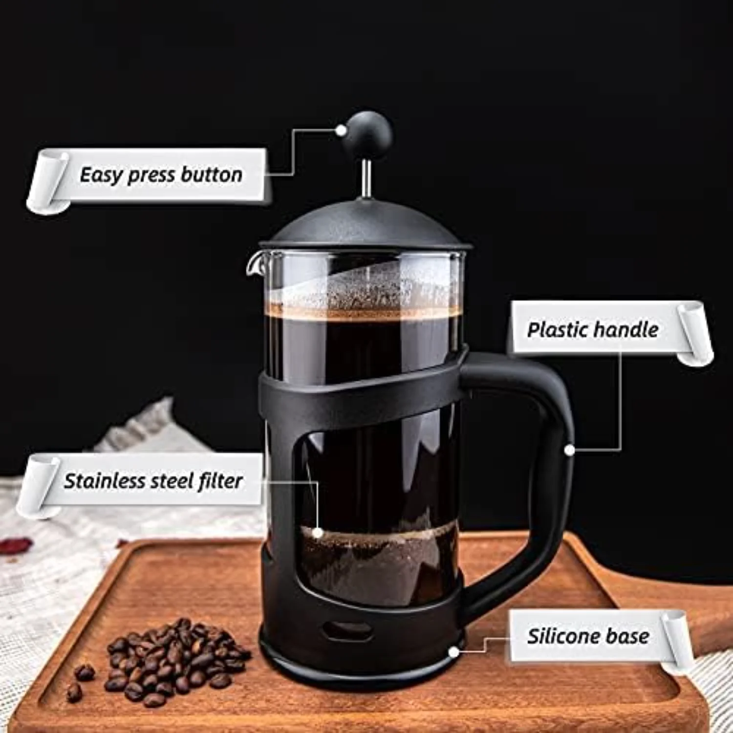 Mini French Press Coffee Maker 1 Cup Stainless Steel Filter 12oz - Maximum Flavor Brewer for Coffee Lover Gifts Morning Coffee 3